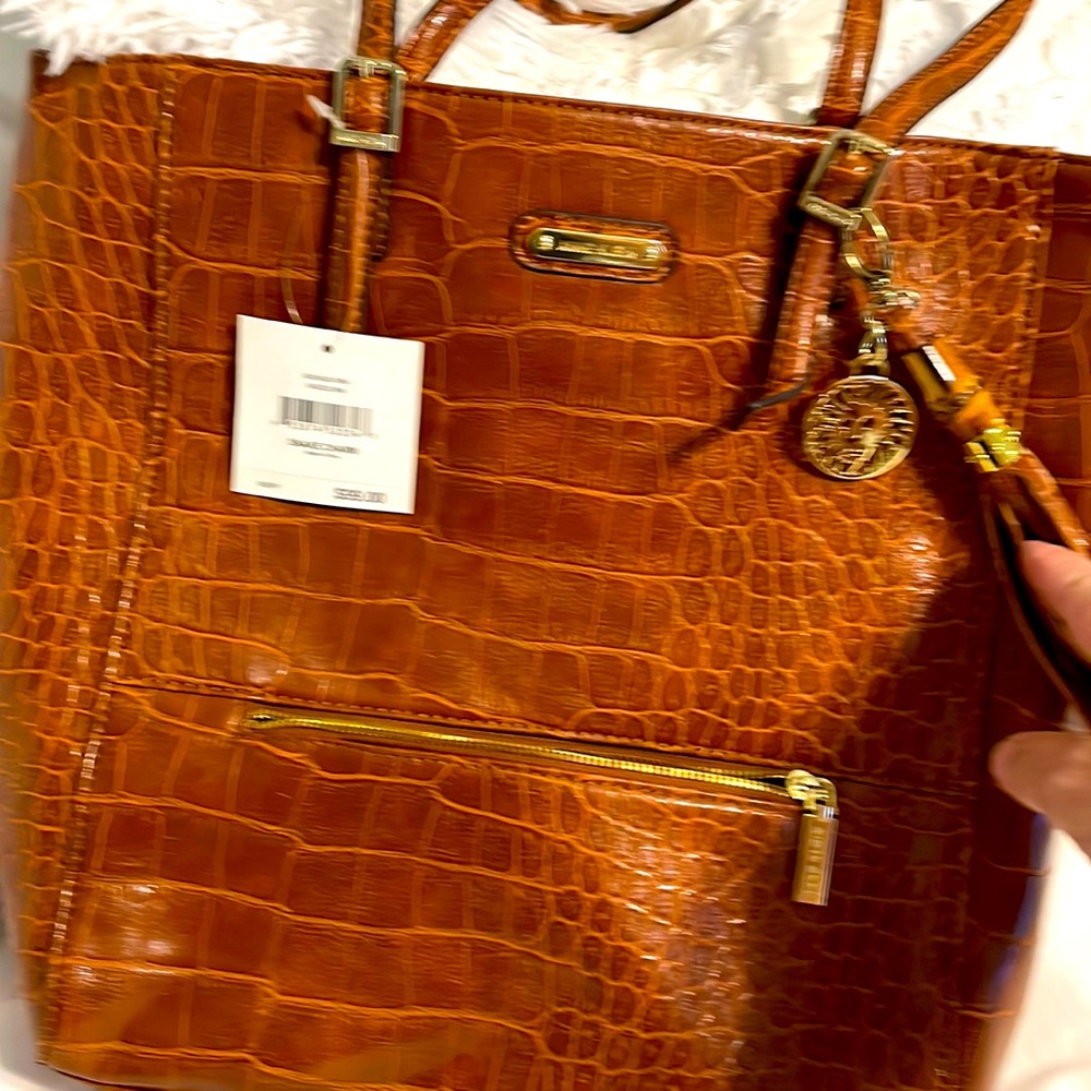 Ann Klein tote bag. Alligator Brown